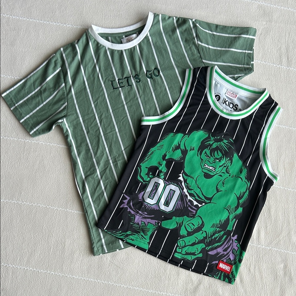 Marvel Kids Green and Black Hulk Short Sleeve Tee